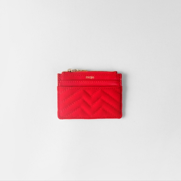 Maje Handbags - Maje Zipped quilted velvet cardholder